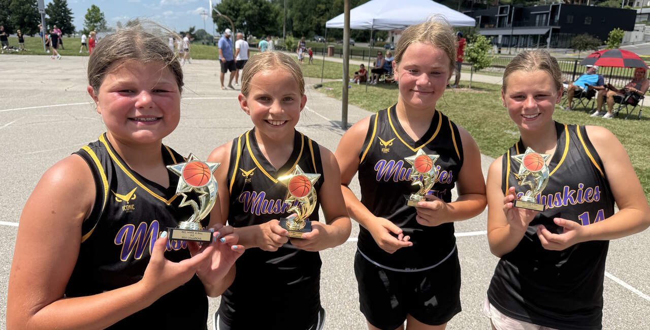 Muskies girls team with championship trophies